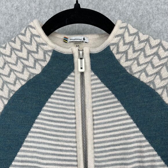Smartwool Women's Cardigan - Cream and Teal - Picture 4 of 14